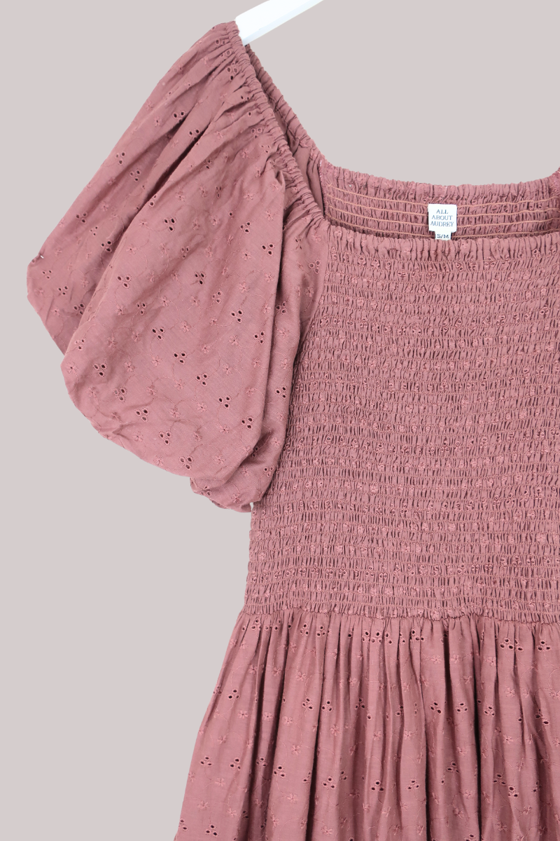 Charlotte Maxi Dress in Journal Brown Broderie Anglaise