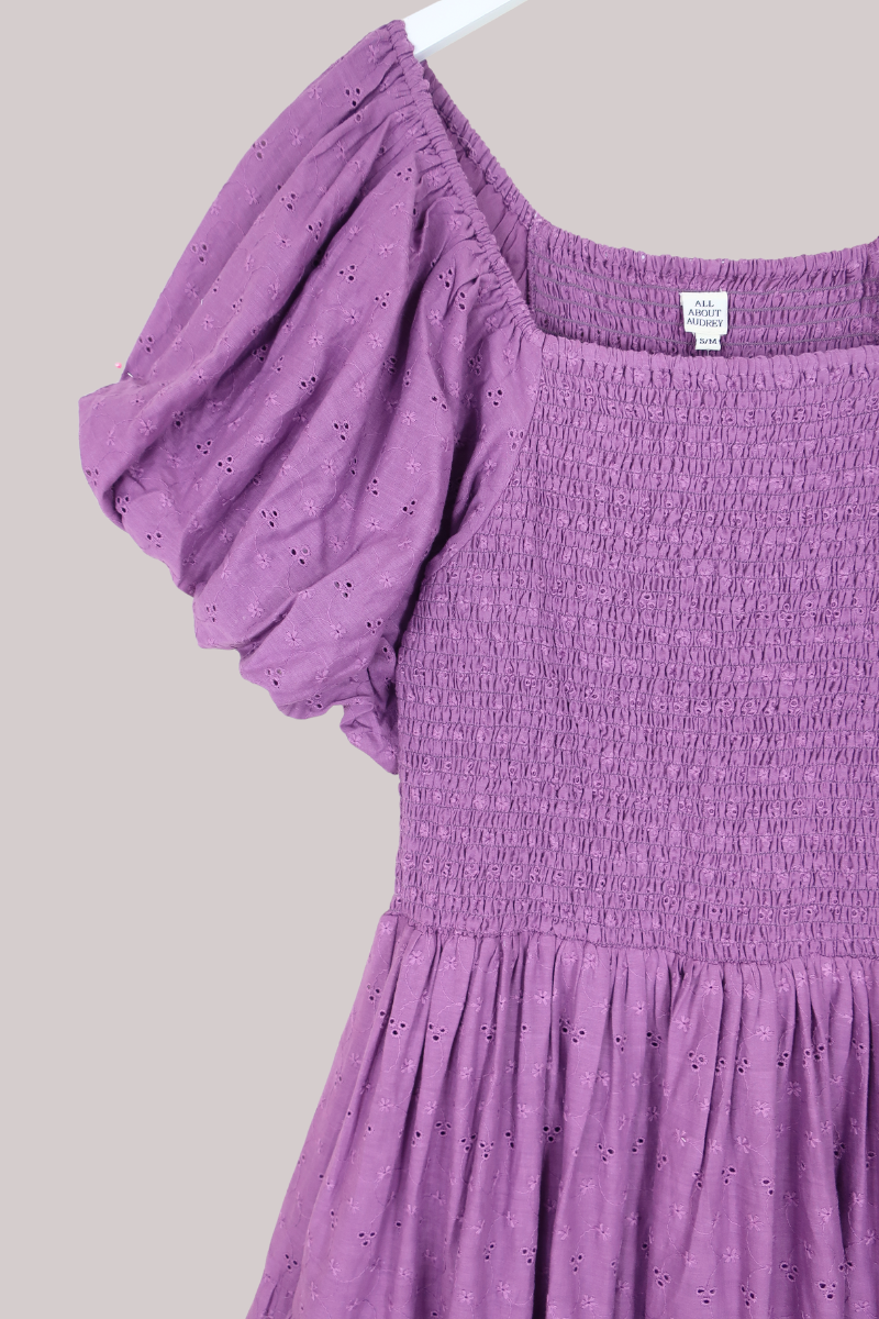Charlotte Maxi Dress in Memoir Purple Broderie Anglaise