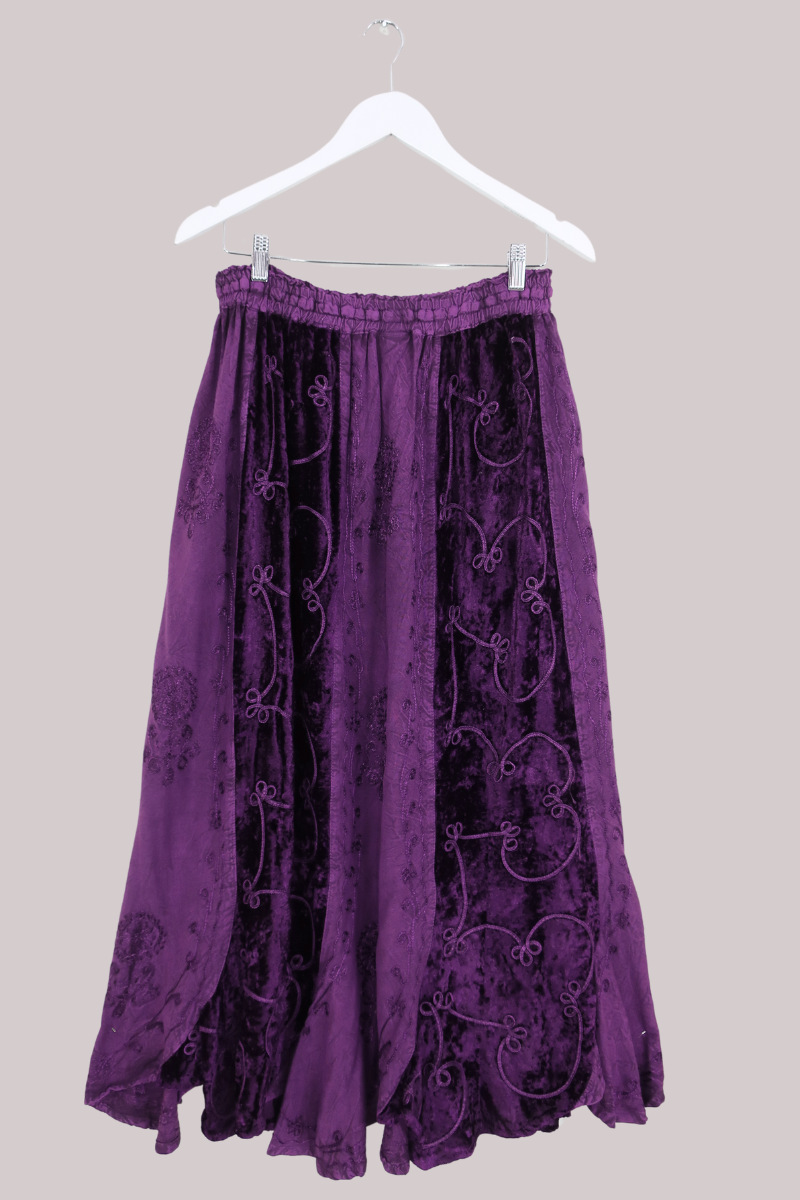 Velvet Handkerchief Midi Skirt in Jewelled Violet - Free Size by All About Audrey