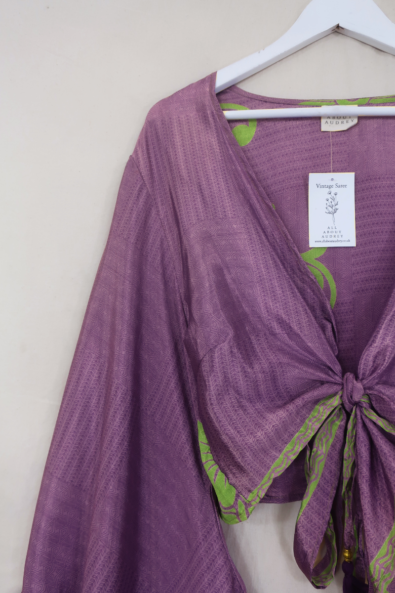 Venus Wrap Top - Heard It Through the Grapevine Purple - Vintage Sari - L/XL