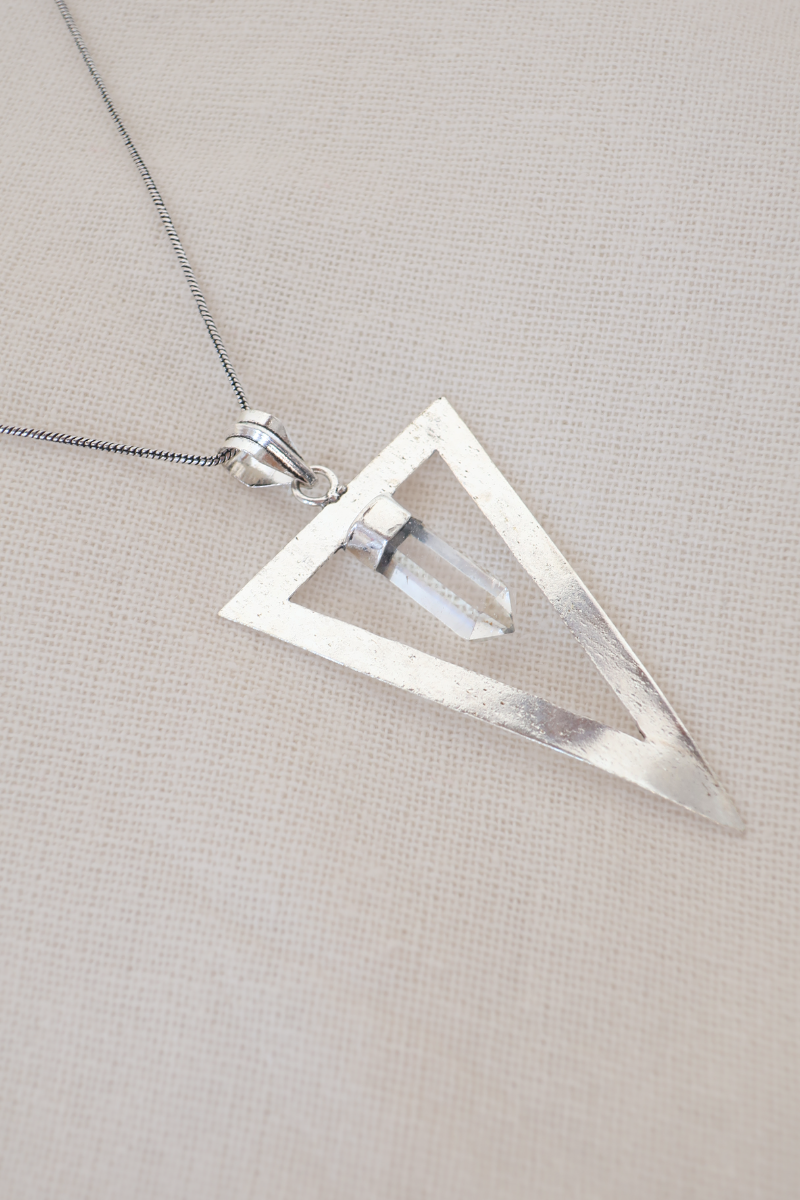 Quartz Point Silver Plated Necklace