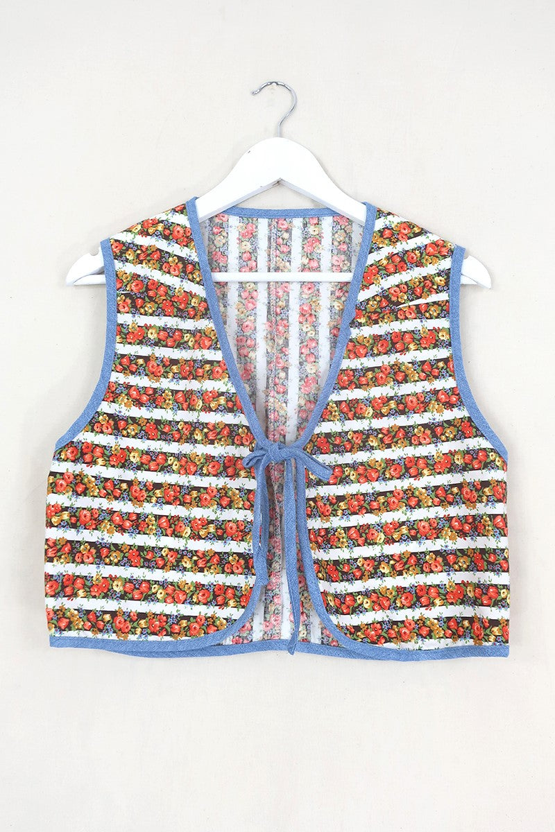Willa Reclaimed Denim Waistcoat - Granny's Florals - Size S by All  About Audrey