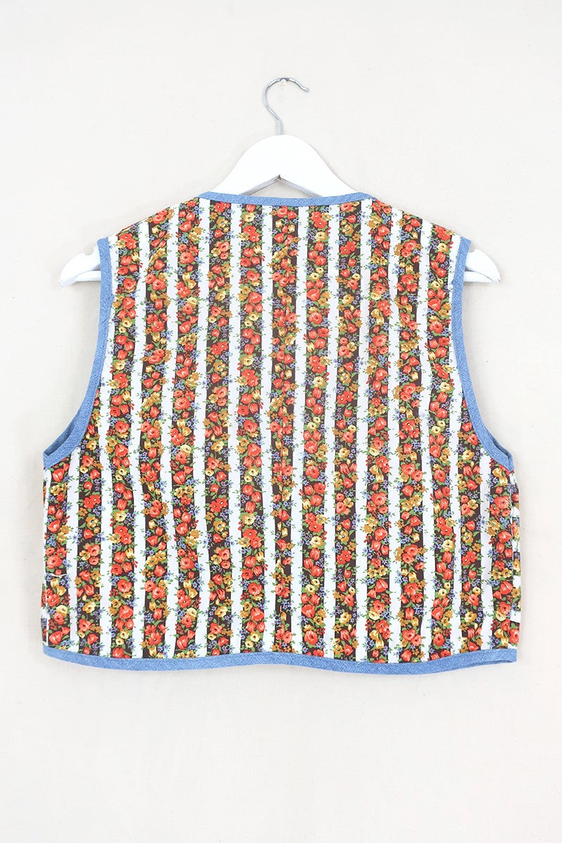 Willa Reclaimed Denim Waistcoat - Granny's Florals - Size S by All  About Audrey