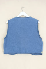 Willa Reclaimed Denim Waistcoat - Desert Safari & Animal Embroidery - Size M/L by All 