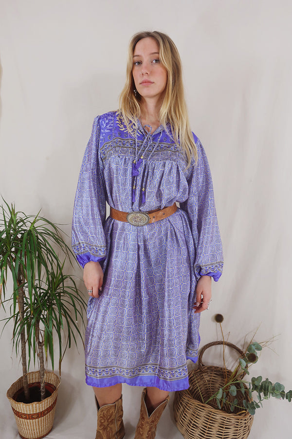 Daphne Dress - Amethyst Mosaic - Vintage Sari - Size S/M By All About Audrey