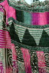 Pearl Top - Vintage Indian Cotton - Pine & Pink Patchwork - Size XS - S