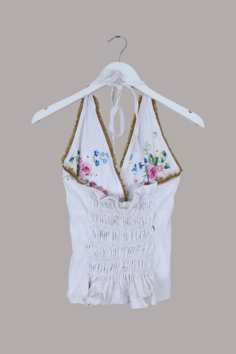 Babydoll Vintage Tablecloth Top in Blooming Wildflowers - Size XS