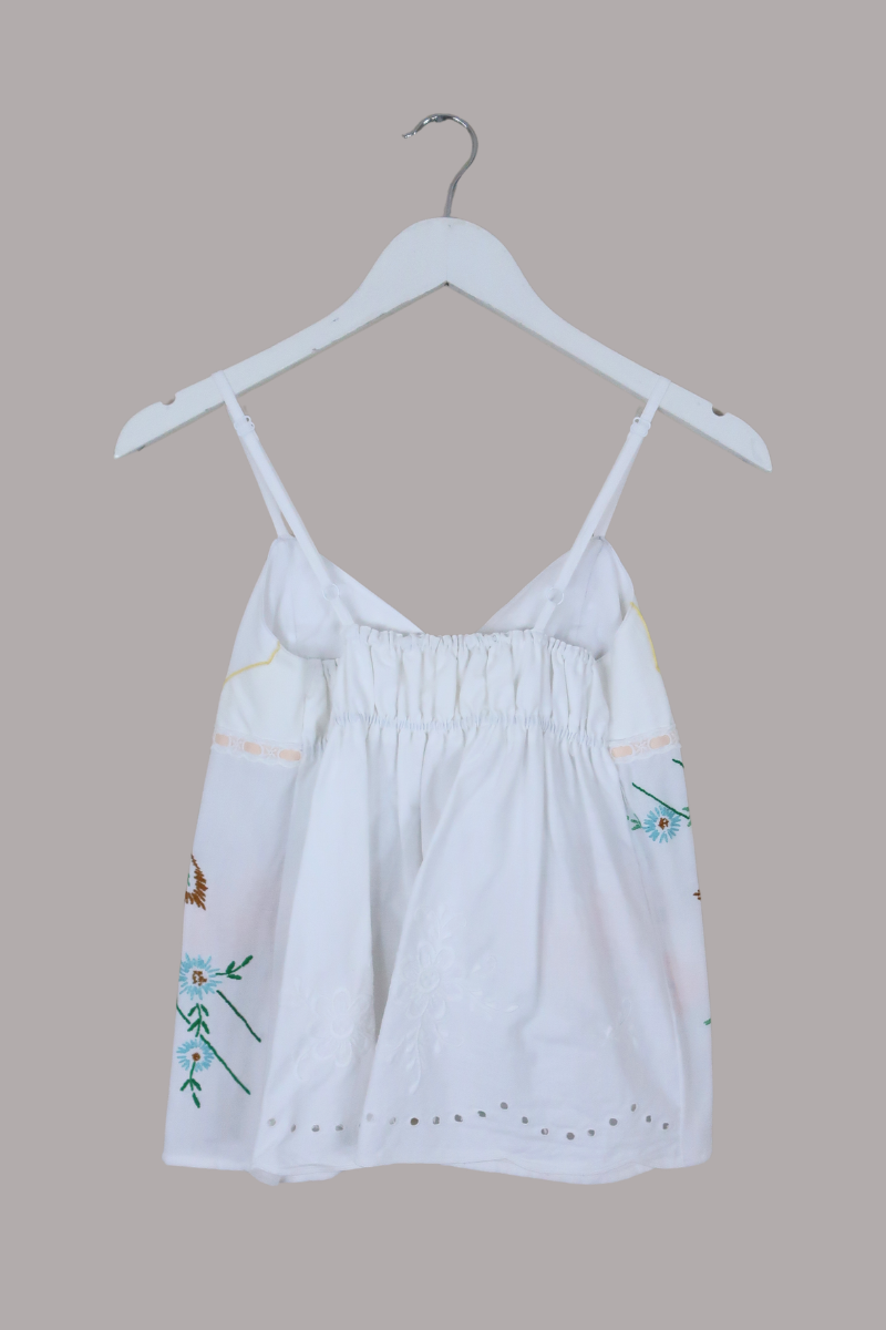 Babydoll Vintage Tablecloth Top in Harvest Bunch Of Flowers - Size XS