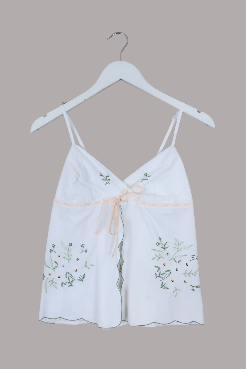 Babydoll Vintage Tablecloth Top in Field Of Daisies - Size XS