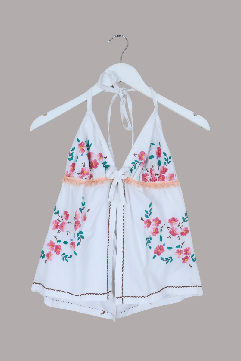 Babydoll Vintage Tablecloth Top in French Riviera Florals - Size XS/S