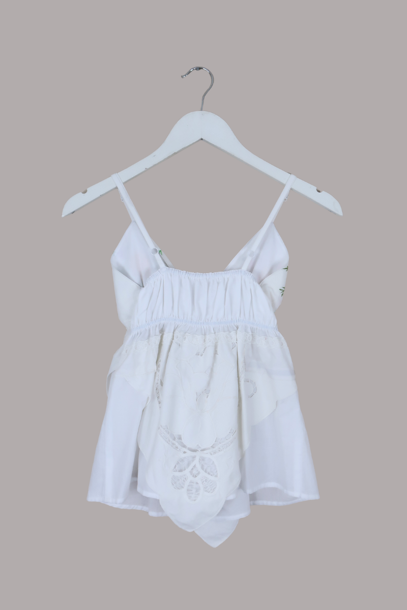 Babydoll Vintage Tablecloth Top in South Of France Florals - Size XS/S