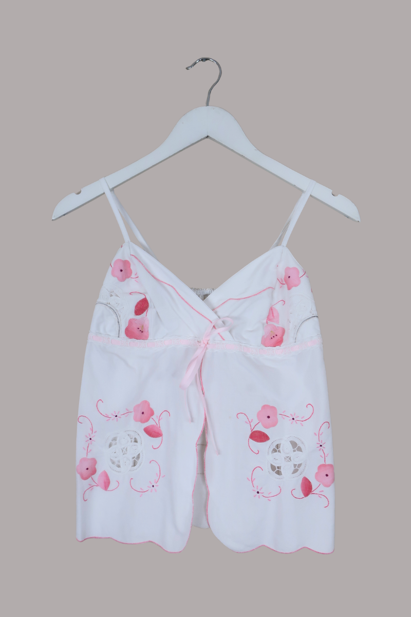 Babydoll Vintage Tablecloth Top in Sakura Blossom - Size XS