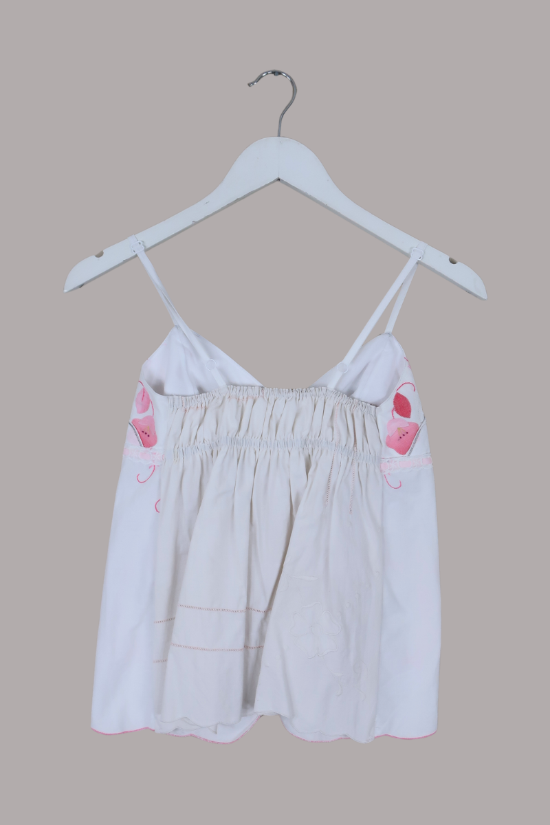 Babydoll Vintage Tablecloth Top in Sakura Blossom - Size XS