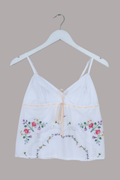 Babydoll Vintage Tablecloth Top in Chain Of Wildflowers - Size XS