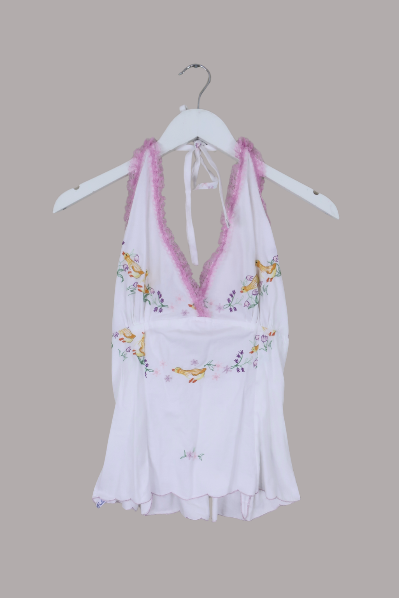 Babydoll Vintage Tablecloth Top in Little Ducklings - Size XS