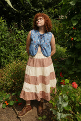 Adelaide Patchwork Maxi Skirt in Picnic Blanket Red & Cream by All About Audrey