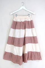 Adelaide Patchwork Maxi Skirt in Picnic Blanket Red & Cream by All About Audrey