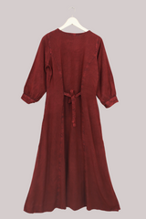 Indian Sleeveless Kaftan in Earth Red Floral by All About Audrey