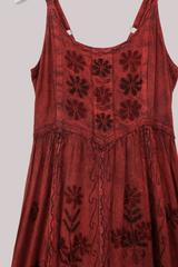 Indian Embroidered Sundress in Earth Red - Free Size XXL by All About Audrey