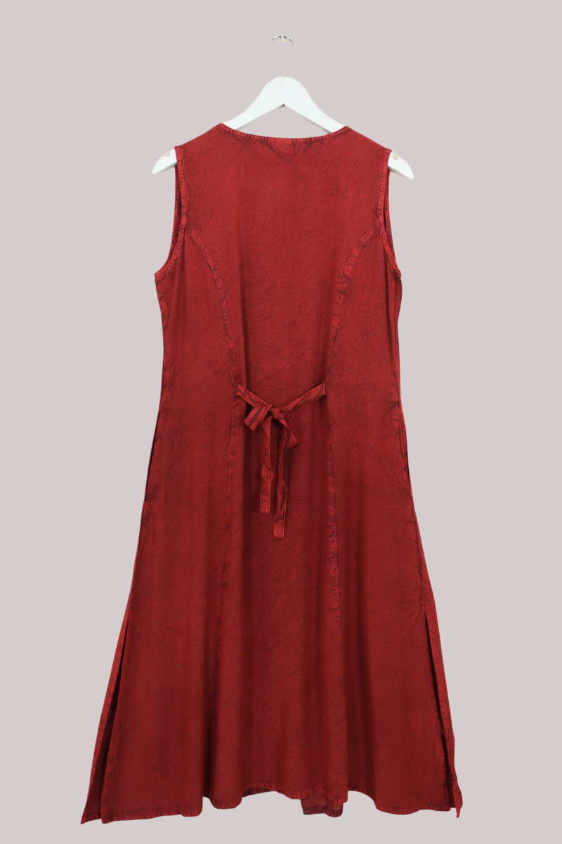 Indian Sleeveless Kaftan Midi in Earth Red Floral by All About udrey
