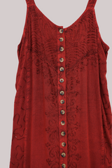 Indian Button-Up Maxi Sundress in Earth Red