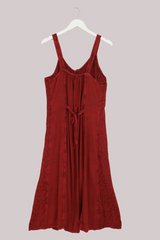 Indian Button-Up Maxi Sundress in Earth Red
