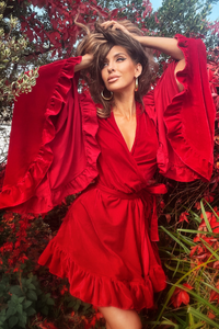 Khroma Venus Mini Wrap Dress in Persephone Red Velvet