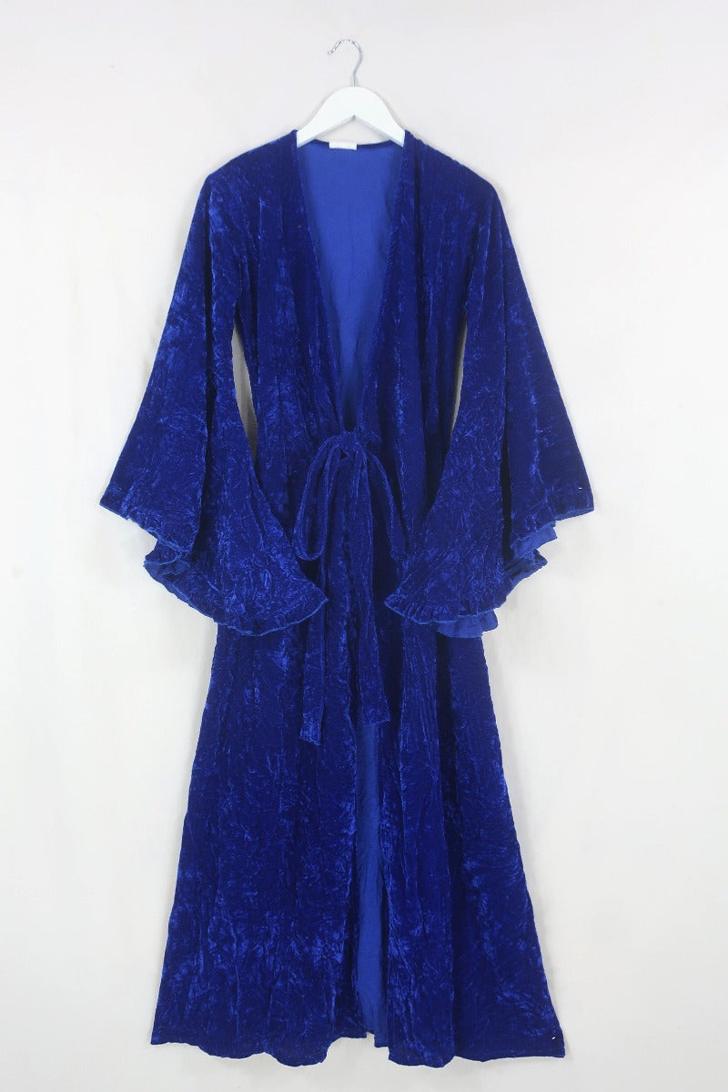 Crushed Velvet Frilly Maxi Dress | Regal Blue | All About Audrey Crushed Velvet Frilly Maxi Dress | Regal Blue | All About Audrey