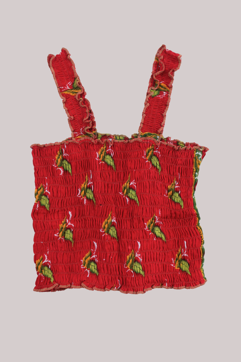 Rosa Vintage Cotton Ruched Top - Spicy Chili Red - Free Size XS by All About Audrey