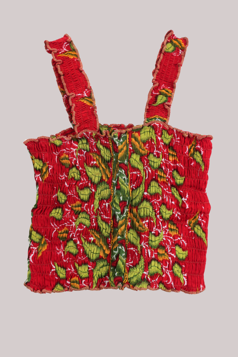 Rosa Vintage Cotton Ruched Top - Spicy Chili Red - Free Size XS by All About Audrey