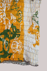 Rosa Vintage Cotton Ruched Top - Cream & Mustard Indian Ponies - Free Size XS by All About Audrey