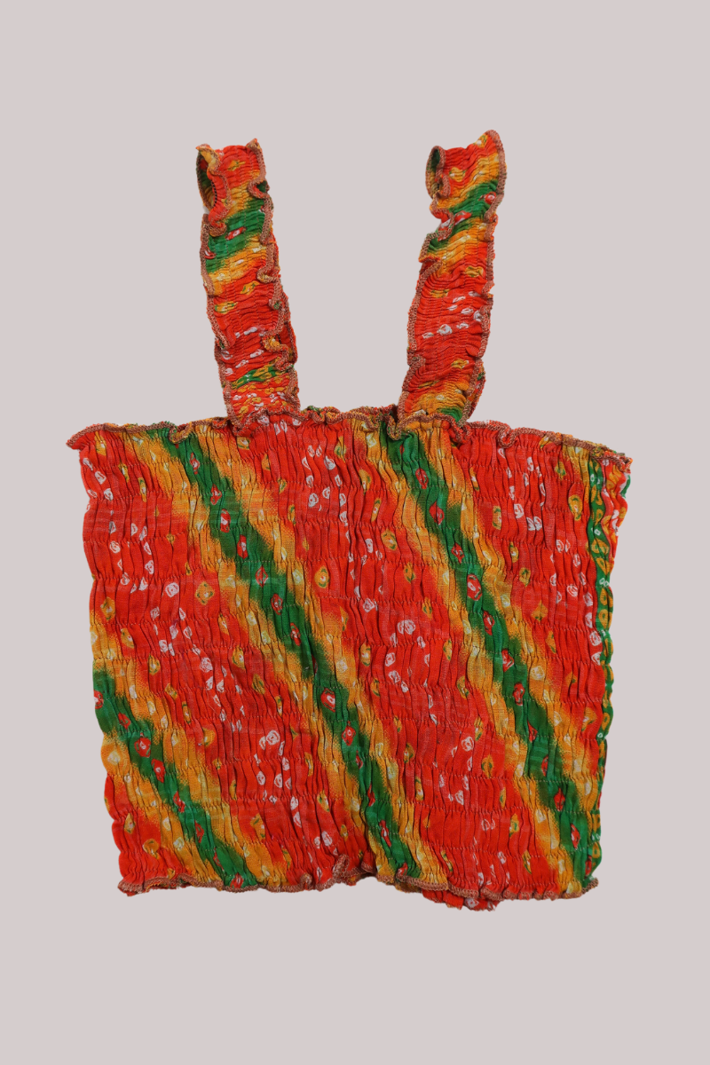 Rosa Vintage Cotton Ruched Top - Carnival Orange - Free Size S/M - by All About Audrey