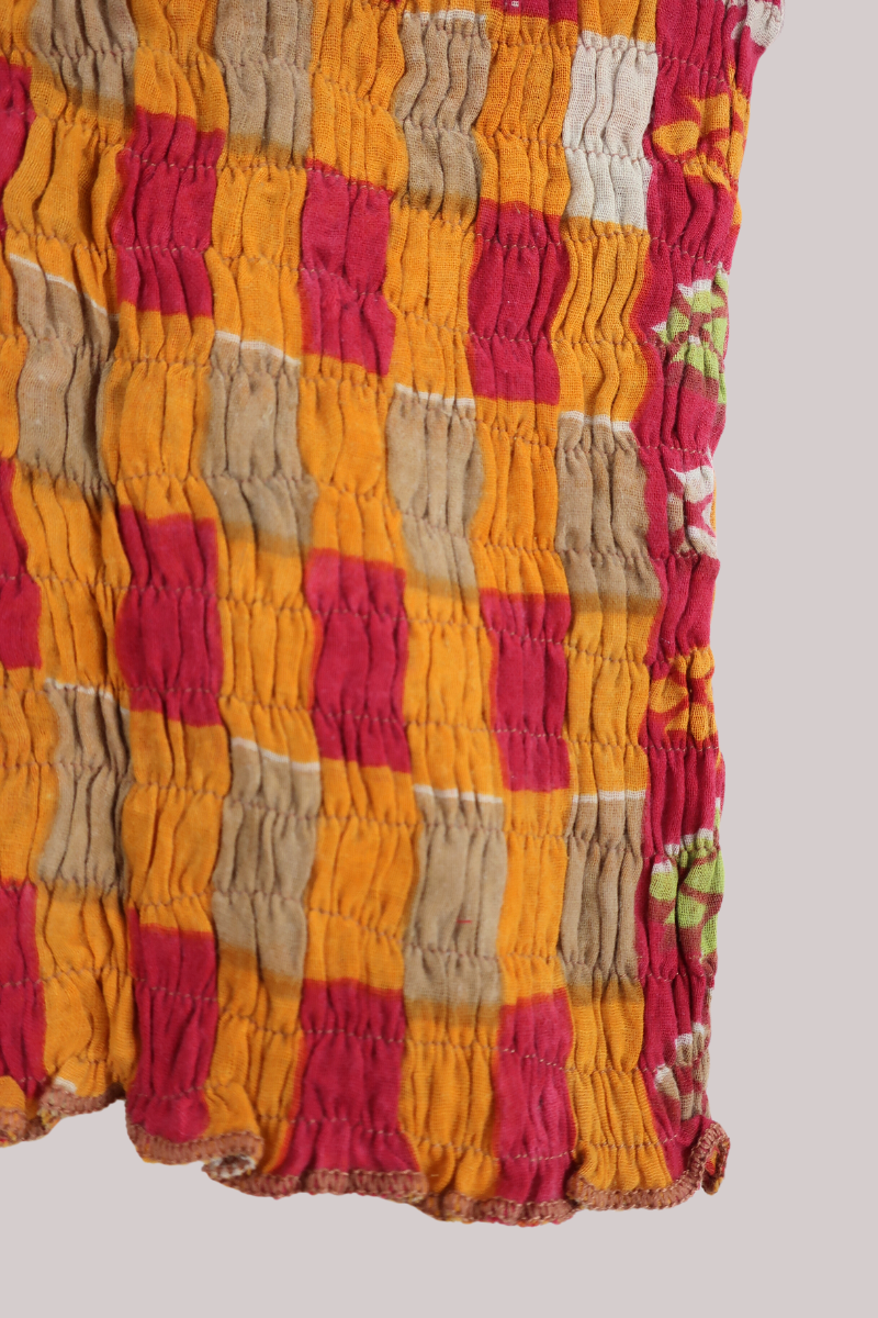 Rosa Vintage Cotton Ruched Top - Fire & Ruby Check - Free Size S/M by All About Audrey