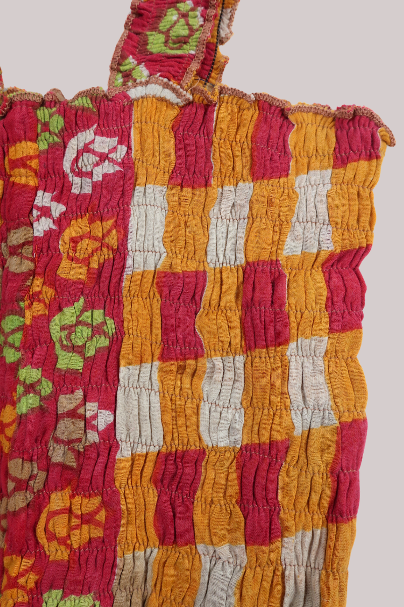 Rosa Vintage Cotton Ruched Top - Fire & Ruby Check - Free Size S/M by All About Audrey