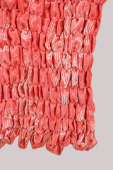 Rosa Vintage Sari Ruched Top - Coral & Cream - Free Size by All About Audrey