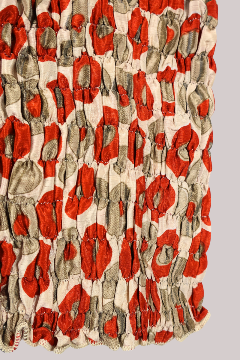 Rosa Vintage Sari Ruched Top - Russet & Gold Discs - Free Size by All About Audrey