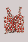 Rosa Vintage Sari Ruched Top - Russet & Gold Discs - Free Size by All About Audrey