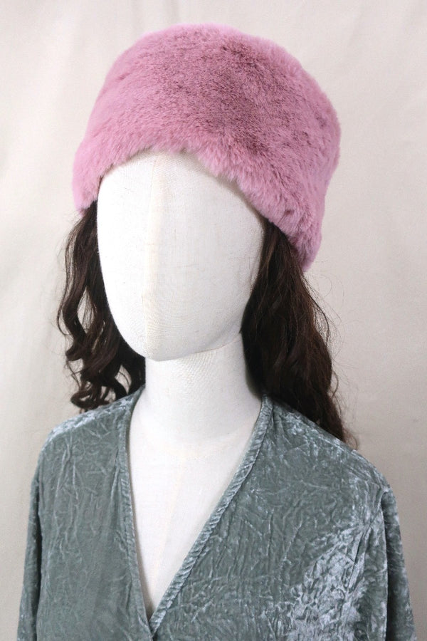 Anastasia Faux Fur Hat in Rose Pink by All About Audrey