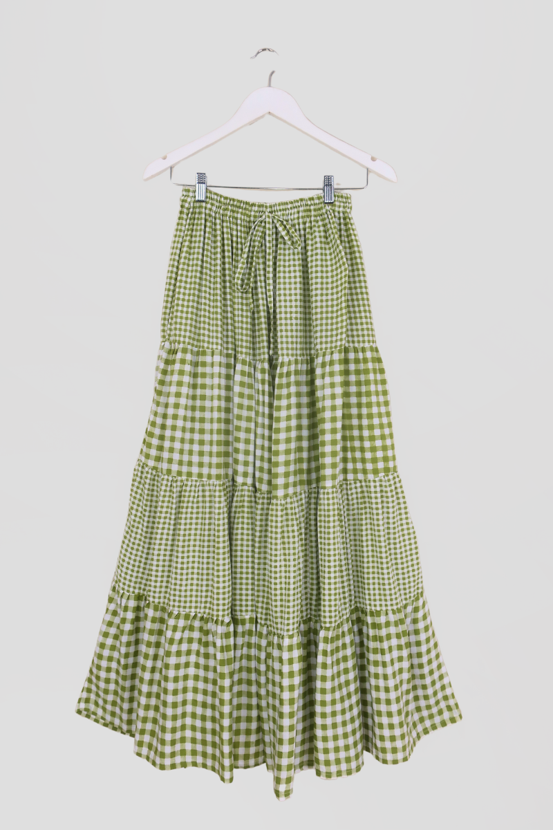 Rosie Maxi Skirt in Apple Green Gingham All About Audrey – All