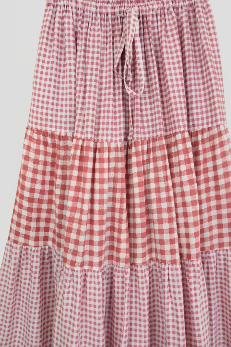 Rosie Maxi Skirt in Strawberry Pink Gingham by All About Audrey