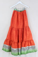 Rosie Maxi Skirt - Vintage Sari - Marigold Orange Jubilee - Free Size S/M by All About Audrey