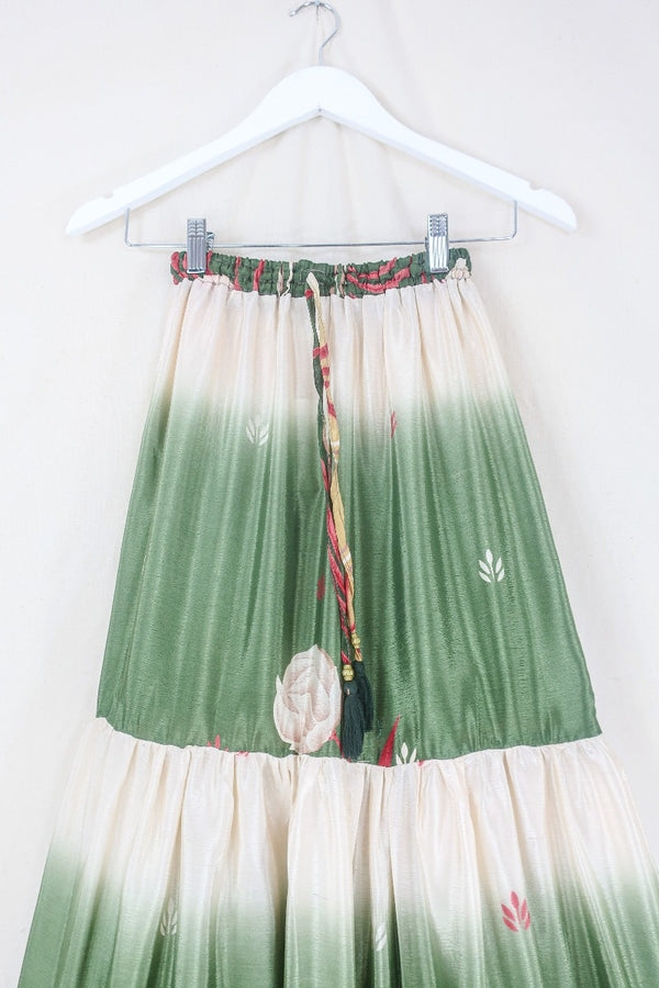 Rosie Maxi Skirt - Vintage Sari - Buttercup Spring Bloom - Free Size S/M by All About Audrey