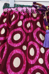 Rosie Midi Skirt - Plum Jam Polka Dots - Vintage Indian Sari - Free Size