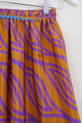 SALE Rosie Midi Skirt - Autumn Gold Air Currents - Vintage Indian Sari - Free Size