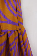 SALE Rosie Midi Skirt - Autumn Gold Air Currents - Vintage Indian Sari - Free Size
