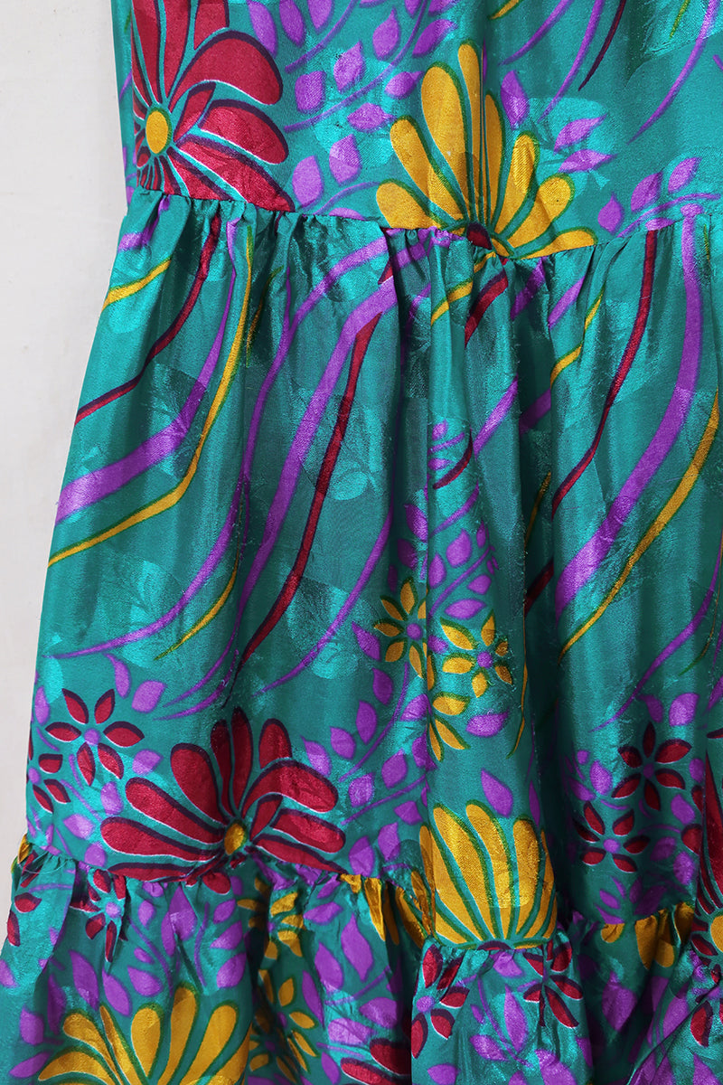 Rosie Midi Skirt - Sapphire of the Sea - Vintage Indian Sari - Free Size