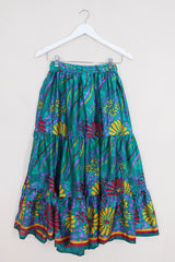Rosie Midi Skirt - Sapphire of the Sea - Vintage Indian Sari - Free Size by All About Audrey