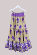 Rosie Recycled Sari Maxi Skirt in Orchid Purple & Gold - Size M