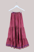 Rosie Recycled Sari Maxi Skirt in Wildberry Pink - Size S