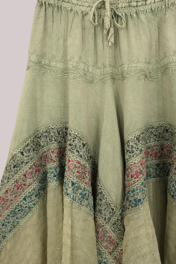 Embroidered A-Line Midi Skirt in - Free Size by All About Audrey